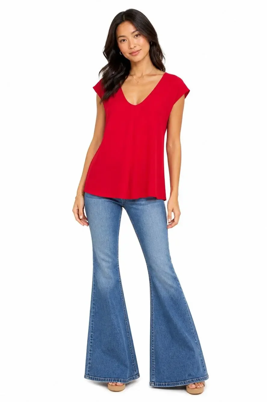 J.Crew Red Cap Sleeve Blouse Size 4 Lightweight, Flowy and Relaxed Summer BBQ